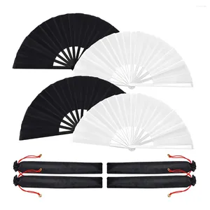 Decoratieve platen 4 pc's grote vouwventilator Silk Hand Chinese Japanse Tai Chi Handheld Dancing Prop Craft Fan (A)