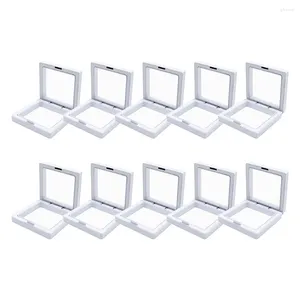 Assiettes décoratives 5/10 pièces organisateur de bijoux boîte transparente vitrine flottante 3D support pour pendentif collier bracelet bague pièce de monnaie