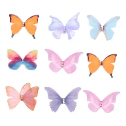 Placas decorativas 50 piezas de gradiente color orgullza tela apliques de mariposa de 38 mm gasa translúcida para muñecas adornados