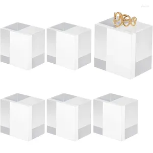 Plaques décoratives 6pcs Cube acrylique transparent 1.6x1,6x1,2 pouces Blocs d'affichage carré polis