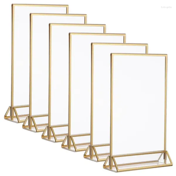 Plaques décoratives 6pcs porte-panneaux Clear Signal Display Stands Vertical pour les restaurants boutiques de mariage