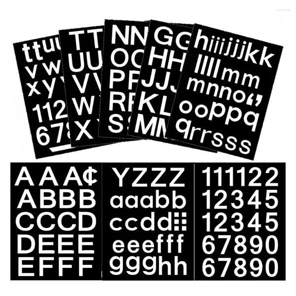 Plaques décoratives 8 feuilles de lettres auto-adhésives Kit Sticker Boîte aux lettres pour panneaux Numéro d'adresse des voitures de fenêtre