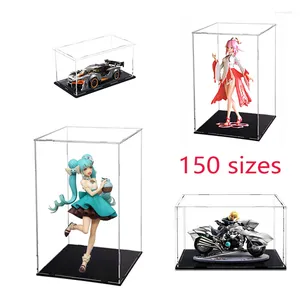 Decoratieve platen Acryl Kubus Doos 150 Maten met zwarte Disaply Stand Clear Display Cases for Collectibles Art Pieces and Toys Action