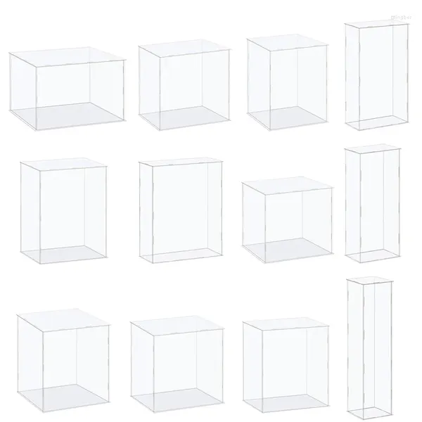 Plaques décoratives présentoir acrylique boîte Cube de rangement en plastique assembler Transparent Protection anti-poussière vitrine objets de collection figurines jouets