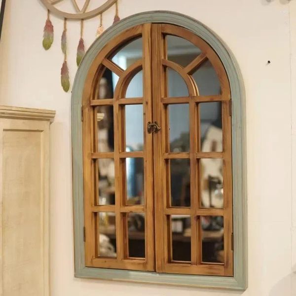 Plaques décoratives de style américain vieilles fenêtres de miroir en détresse vintage décoration de fenêtre décoration de mur réaliste