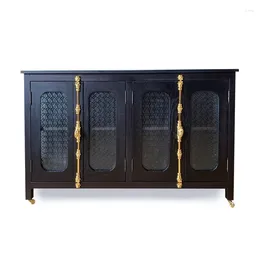 Platos decorativos gabinete de almacenamiento de madera maciza de estilo americano vidrio de vidrio nórdico de vidrio nórdico Entrada