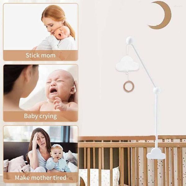 Assiettes décoratives Baby Cloud Cloud Bed Bell Cartoon Criber Mobile Hanger Mobile Toy Holder Bracke Rotin Hanging Arm Decor Q4N2