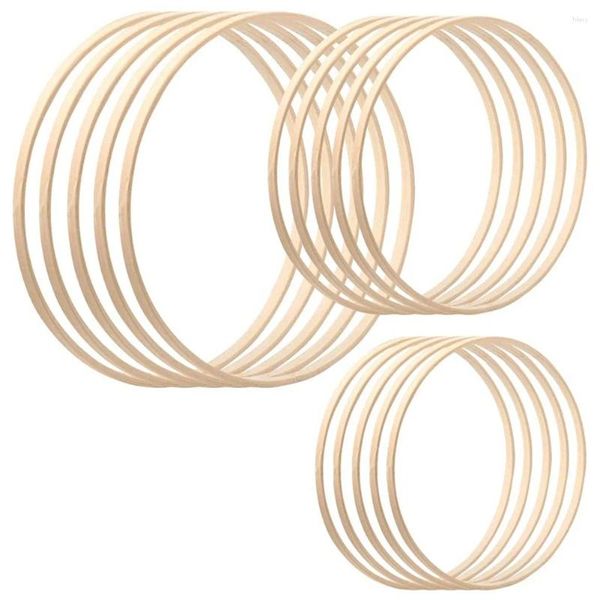 Plaques décoratives Bamboo Floral Hoop 15 Pack 3 tailles Rêve de rêve Cercle en bois pour les catcheurs et l'artisanat de décoration de mariage