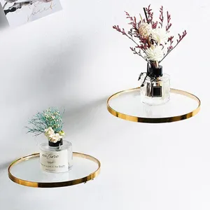 Plaques décoratives beaux verre flottant en verge en or étagère de couleur simple pendaison murale simple