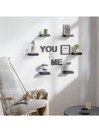 Platos decorativos estantes de pared flotantes negros cuadros pequeños con soportes de montaje invisibles para decoración de la sala de estar regalo de decoración del hogar