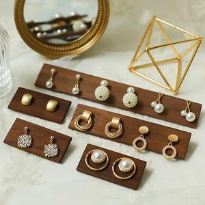 Plaques décoratives Black Noyer Chip Stud Oreing Display Stand DIY Boucles d'oreilles faits à la main