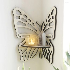 Decoratieve platen vlinder hoekplank wandgemonteerd displayrek hout drijvend voor woonkamer badkamer slaapkamer