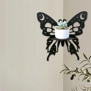 Assiettes décoratives Butfly Corner Shelf Boho Wall Art Decor Ornement Affichage Organisateur Flotting for Dort