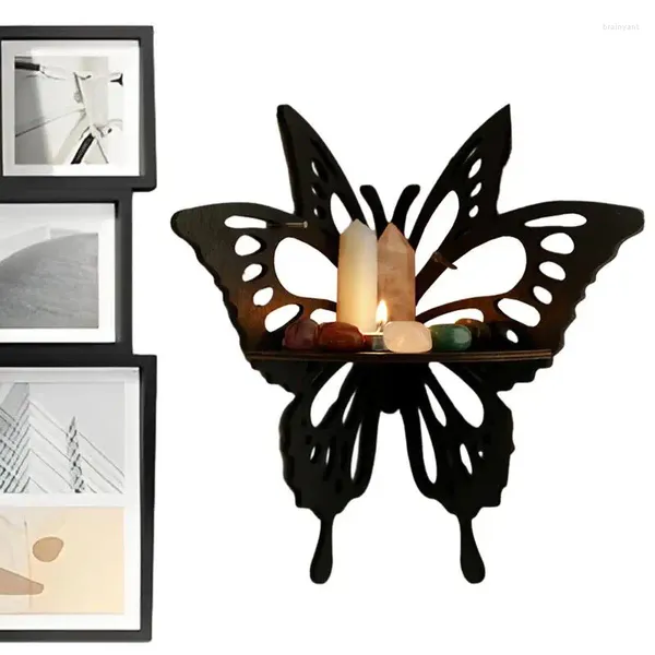 Plaques décoratives papillon cristal coin en bois Lotus papillon pierre support suspendu mur porte-bijoux organisateur de rangement pour la maison