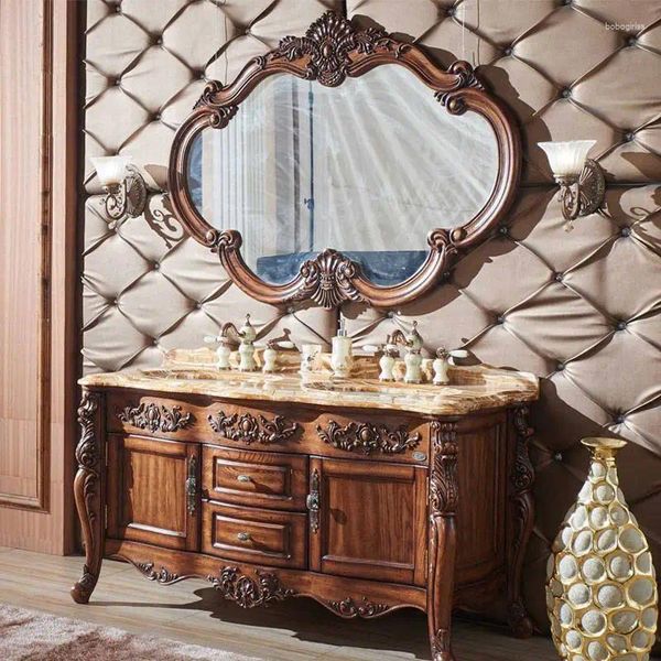 Plaques décoratives Cabinet Villa Mansion Special Washbasin Combinaison Double bassin Red Oak Marble COMPTOP