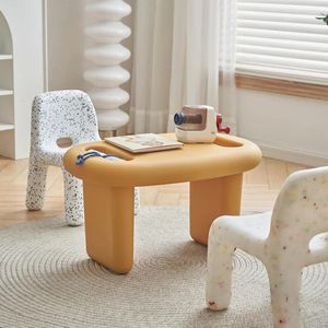 Platos decorativos escritorio de plástico infantil mesa de respaldo de apartamento pequeño y silla juguete creativo de jardín de infantes