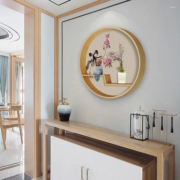 Plaques décoratives de style chinois Porche circulaire étagères Corridor Creative Zen Decor Shelf House House Sett Hang a Picture