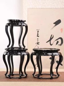 Plaques décoratives style chinois bois massif léger léger en bois de santal table ronde encens ther-pot de thé ornement antique Base d'ornement