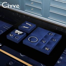 Decoratieve platen Ciyye Blue Jewelry Display Props Fashion Ring Earring Bracelet Stand Stand Store Counter Tray