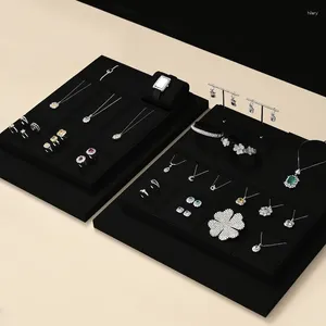 Platos decorativos Ciyye Bandeja de accesorios de joyas negras de alto grado para anillos Pulseras de arete Collares Contador Conjunto de ventana