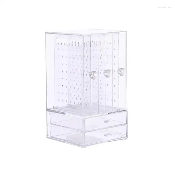 Platos decorativos transparentes ajustables, caja de almacenamiento para collares y pendientes, joyería acrílica de plástico, cosméticos multifuncionales