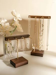 Decoratieve platen Creatieve walnoot Hoogwaardige eenvoudige sieraden Ketting Bracelet Display Shelf Shelf-rekwisieten