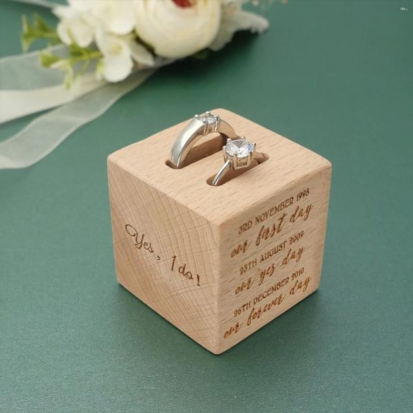 Placas decorativas Caja de anillo de boda personalizada Propuesta de compromiso de portador personalizado