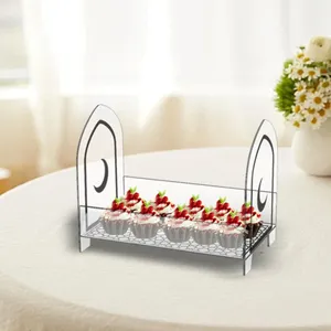 Decoratieve platen Dessert Table Display Duidelijke acryldeeg Fruit Tray Candy Stand voor feestverjaardagsbar Home Desktop Decoratie