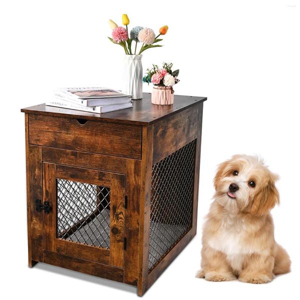 Platos decorativos muebles de caja para perros con cajón de la alerta de la perrera de madera