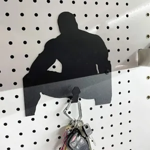 Decoratieve borden eenvoudig gebruik Barry Key Holder Hanger Hanger Creative Hanging Wall gemonteerd metalen jas Hook Black Door Rack