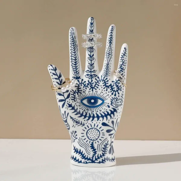 Placas decorativas ojo de fatima joyería soporte de maniquí de cerámica soporte a mano diseñado para collares anillos de pulseras