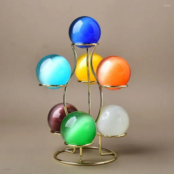 Plaques décoratives Feng Shui Ball Stand Affichage avec fausse boules Rack en métal pour le bureau à domicile Décor Fortune Holder Organisateur moderne