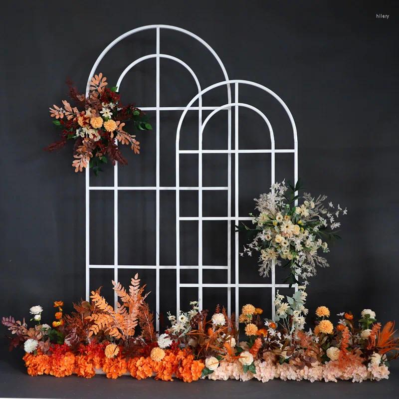 Dekorativa plattor Flone Wedding Flower Arch Backdrop Stand smidesjärn Screen Ceremony Party Home Decoration Metal Rekvisita