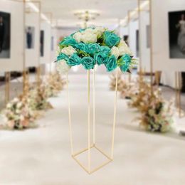 Plaques décoratives Gold Flower Floor Stand Metal Column Arrangement for Wedding Party Dinner Centorpiece