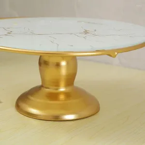 Decoratieve borden Golden Cake Tray Birthday Engagement Bruiloft Decoraties Schappen rekwisieten Hoge dessert Tafel Display Stand.