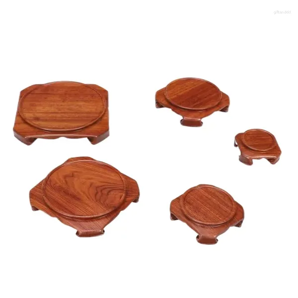 Assiettes décoratives Haut de gamme rétro présentoir en bois artisanat plateau en bois massif naturel pour théière tasses à café Vase fleur bonsaï étagère de table