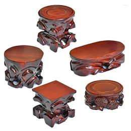 Assiettes décoratives Home Stand Decorcarcarving Wood for Encens Burner Zen Bouddha Statue Base Flower Pot Pot Thé ensembles de thé