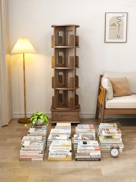 Plaques décoratives bibliothèque ménage salon Plancher en bois massif rangement de rangement mobile