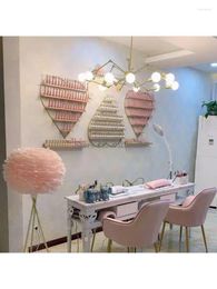 Decoratieve platen ins nail art plank muur hangende hartvormige display stand net rode polish showcase manicure shop