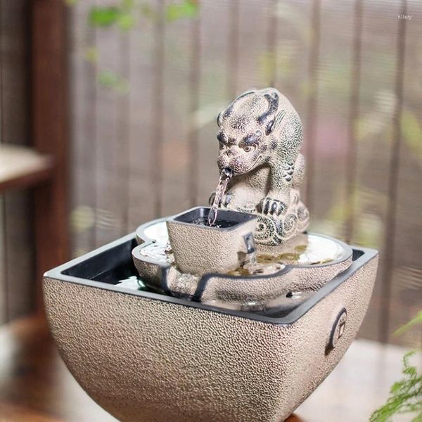 Assiettes décoratives Salon Study Purificateur d'eau de thé circulant de style chinois Creative Fountain Waterscape