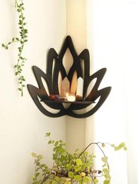 Plaques décoratives Bougies Lotus étagère en cristal affichage mur suspendu en bois décoration flottante stand esthétique décoration de chambre
