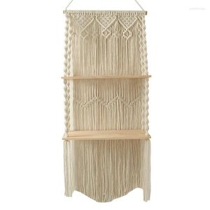 Decoratieve platen Macrame muur hangende plank Boho drijvend perfect voor planten kunst fotolijsten Vintage Boheemse Home Decor