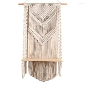 Decoratieve platen Macrame Wall hangende planken Tapestry Tapestry Boho Organisator Hanger draagbare handwoven voor thuiskantoor decor