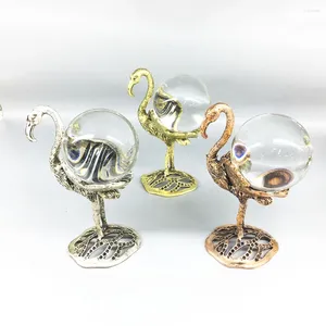 Présentoir en métal pour assiettes décoratives, sphère de Quartz en cristal, support de boule en forme de cygne, décoration de maison