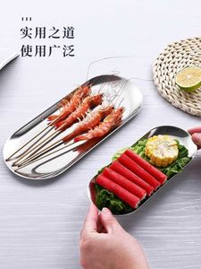 Decoratieve platen metalen dienblad in windvak handdoeklade Koreaans servies Barbecuebladen Goud roestvrijstalen lade Z0227