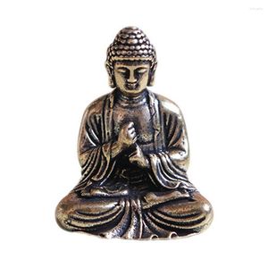 Decoratieve platen Mini Boeddha Statue Bronzen Chinees Boeddhisme Puur koper Sakyamuni