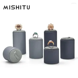 Decoratieve platen Mishitu Premium PU lederen ring set Display Stand Store Special Storage Sieraden Props