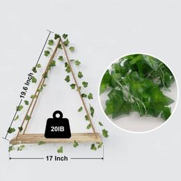 Decoratieve platen Multifunctionele hangende plank Rustieke Boheemse wandplanken met led-verlichting Kunstmatige groene bladeren Plantenkunst Ambachten voor de kamer