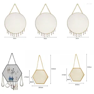 Plaques décoratives Multifisection Mur de boucle d'oreille Hanging Organisateur Organisateur Bijoux de stockage Stud Déco Hexagon Racks Display