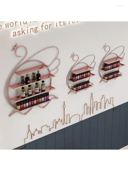 Plaques décoratives étagère murale étagère à colle polon stand exposition de beauté Salon de beauté net rangement rouge suspendu simple
